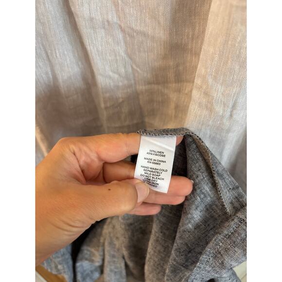 Joie Womens Linen Maxi Dress Small Colorblock Jeweled Neck Minimalist Coastal - Picture 8 of 8